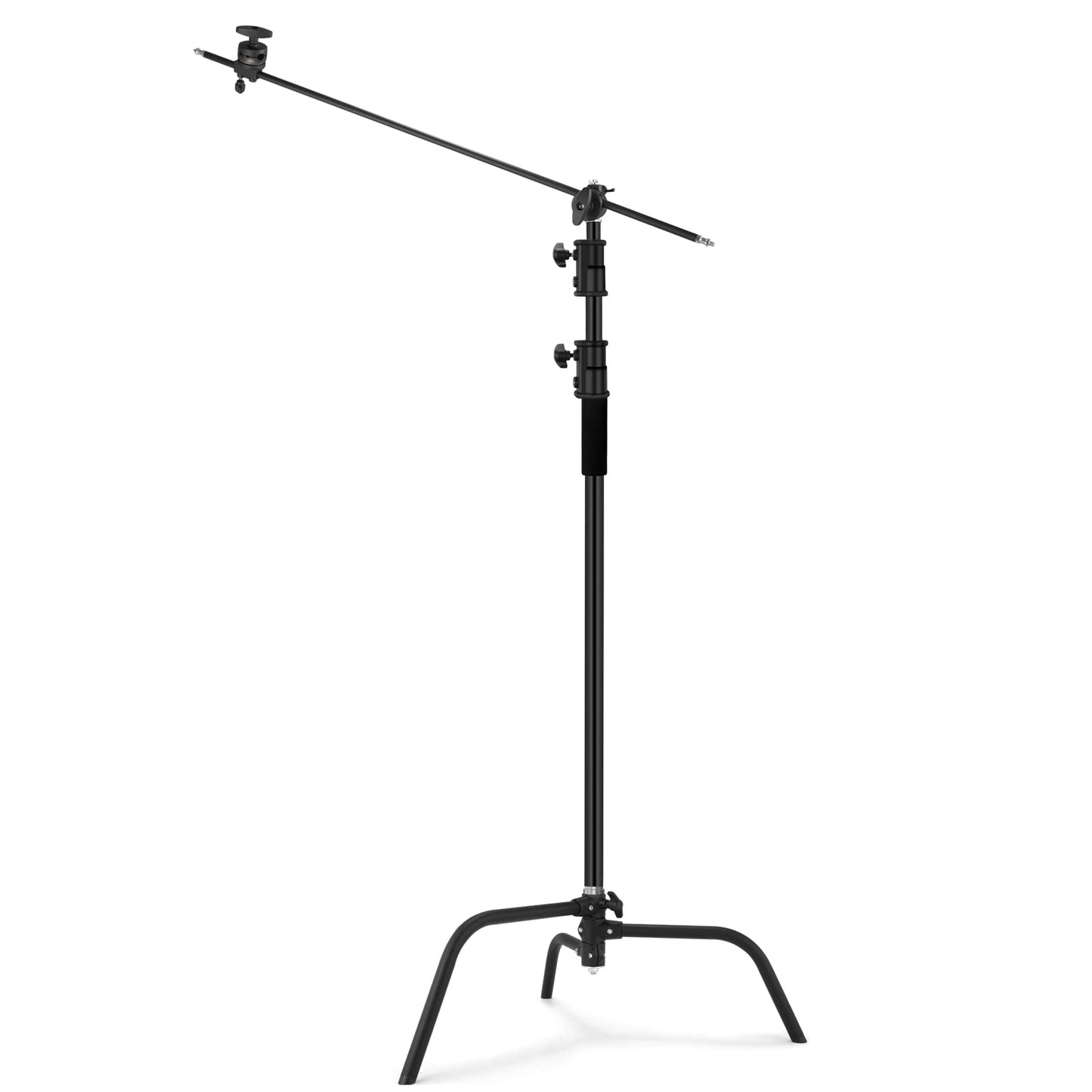 Soonpho 2 Pack 100% Heavy-Duty Steel C-Stand, Pro Photography Light Stand with 3.5'/108cm Extension Arm, Grip Head, Turtle Base for Studio Monolight, Softbox, Reflector, Max Height 10'/305cm – Black