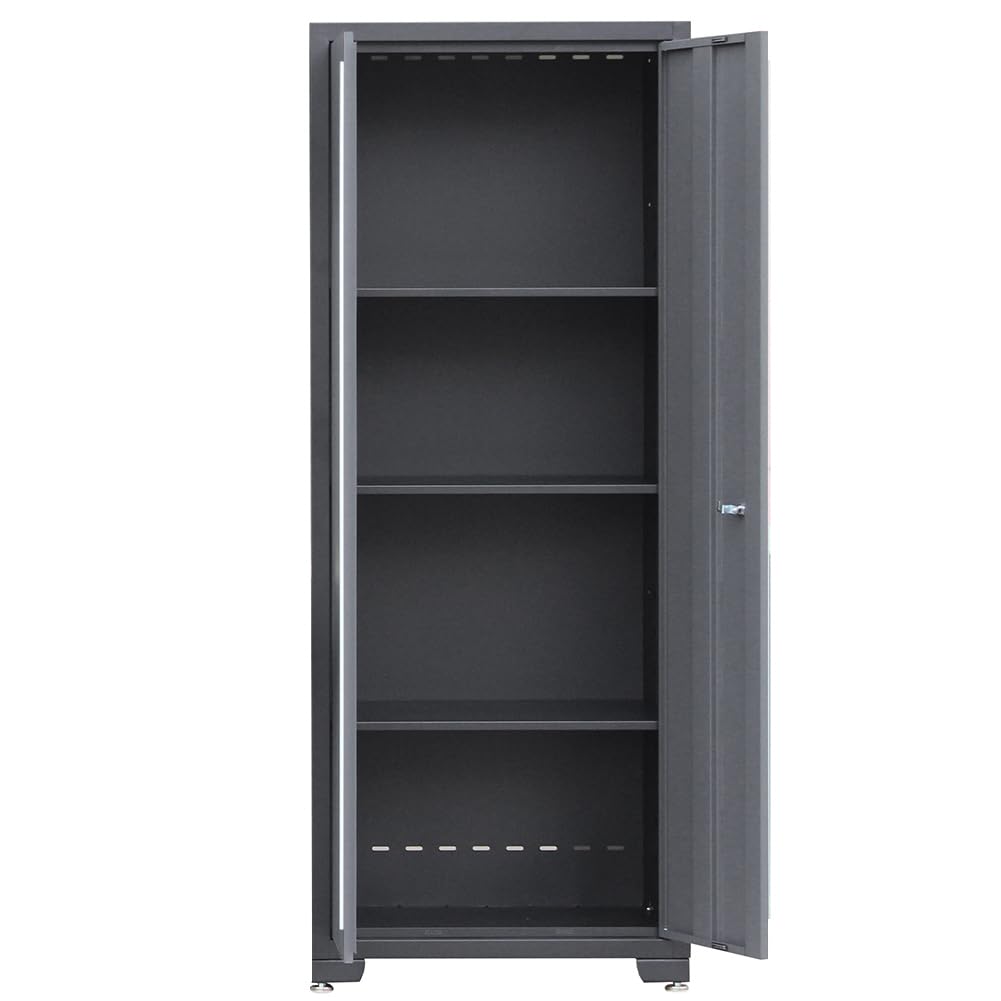 HPDMC 9-Piece Steel Garage Storage Cabinet System with Wooden Work Top, 130 in. L x 18 in. D x 76 in. H Assembled Workshop Chest Cabinet Set in Charcoal Gray