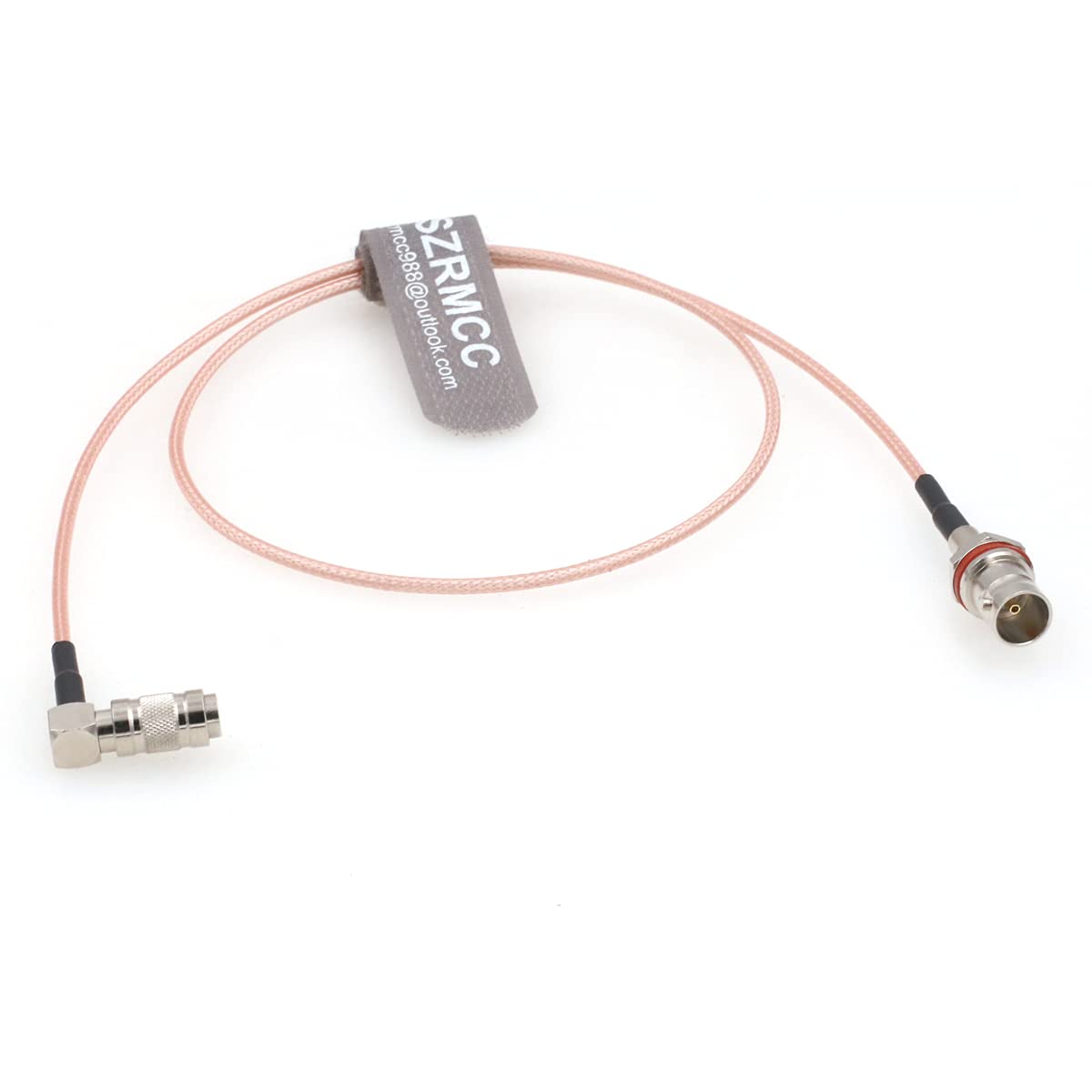 SZRMCC DIN1.0/2.3 RG179 75ohm 4K (60cm/24inch) Right Angle Male to BNC Female HD SDI Coaxial Cable for Video Camera