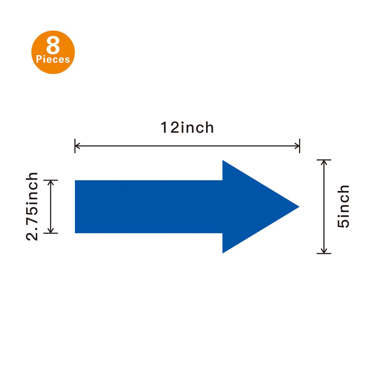 Beiyier Large Removable Arrow Sticker, 8 Pcs 12" Vinyl Adhesive Arrow Floor Decal, Directional Arrow Sign Waterproof Arrow Marking Arrows Safe Road Instructions Sticker (5ⅹ12 inches) (Blue)