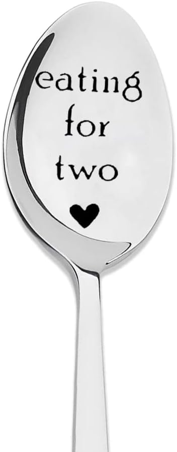Skiennix Eating For Two Spoon - Perfect Pregnancy Gift for First-Time Moms | Soup & Cereal Spoons