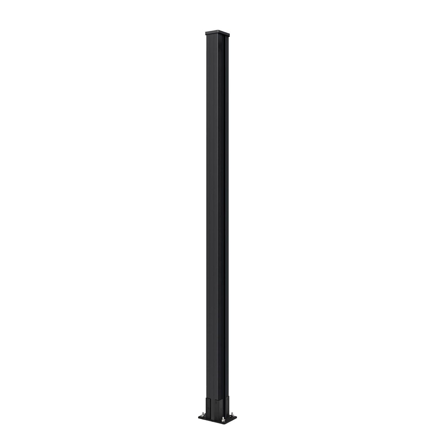 Mondaria 6.1 Feet Metal Above-Ground Posts for Wood-Plastic Composite Fence Installation,with Meat Base, Top and Button Covers, Screws(Set of 1)