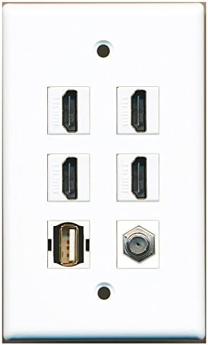 RiteAV 4 1 1 - HDMI Port Coax Cable TV- F-Type Port USB A-A Wall Plate