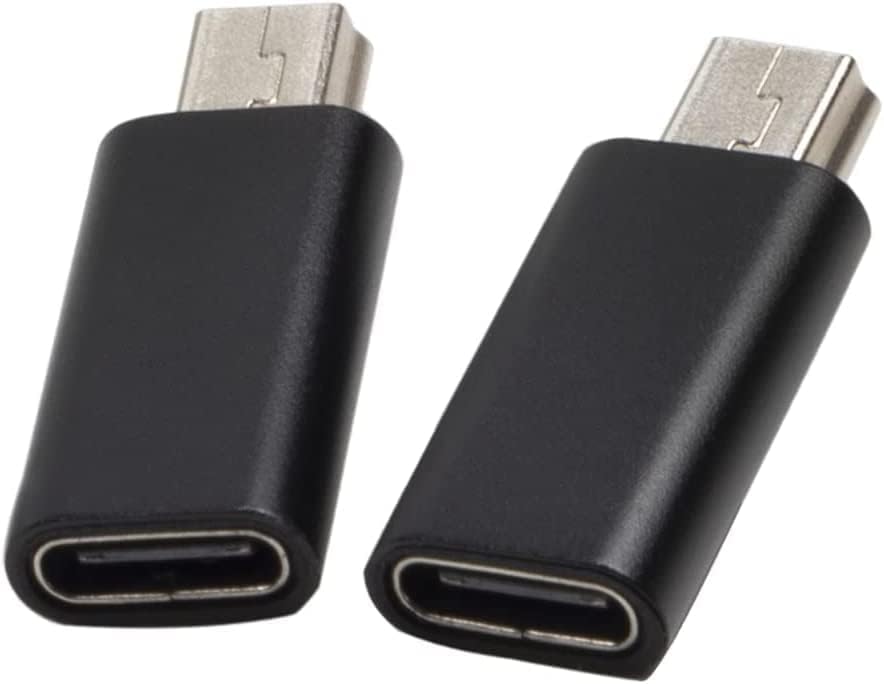 leizhan 2 Pack, 2.0 MP3 USB C to Mini USB Adapter, USB-C Female to Mini USB Male Adapter, Compatible