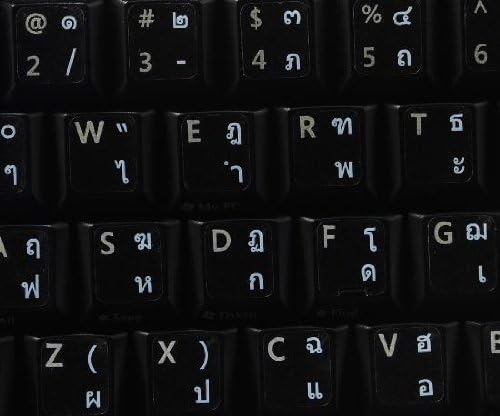 4Keyboard Thai Keyboard Sticker with White Lettering Transparent Background for Desktop, Laptop and Notebook