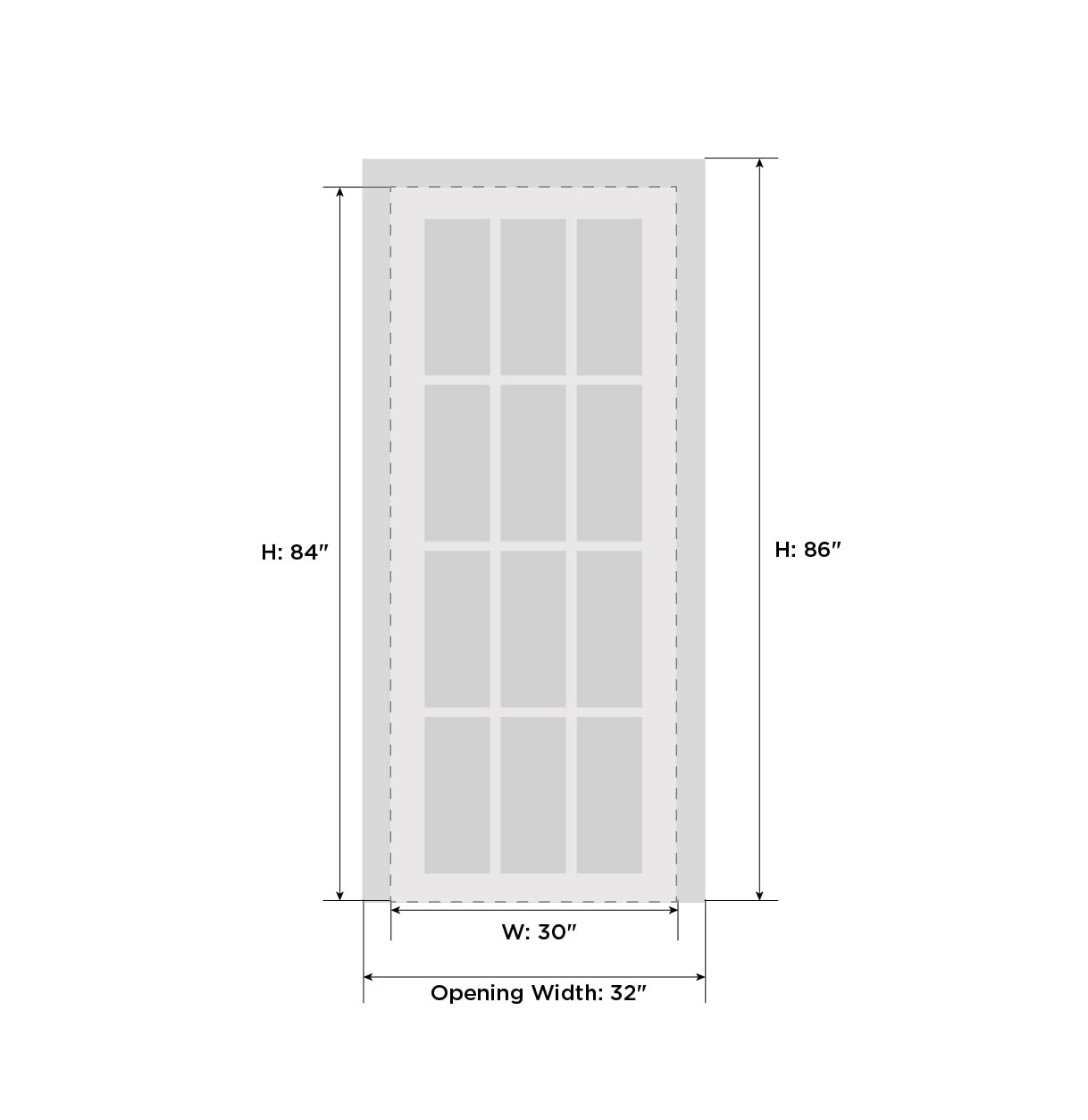 VDOMDOORS Solid French Door Opaque Glass 2 Lites 30x84 inches/Sete 6222 White Silk/Single Regular Panel Frame Handle/Bathroom Bedroom Modern Doors