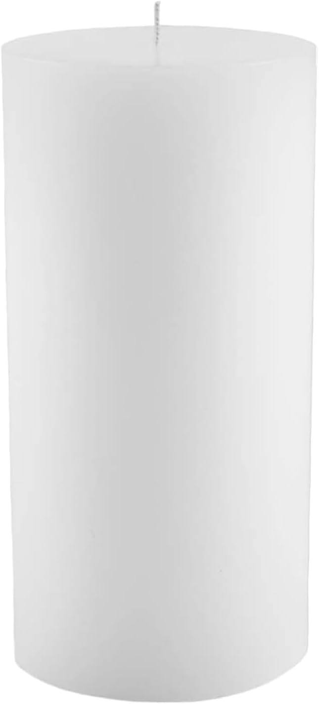 Mister Candle Non Scented Luxury 4 x 8 Pillar Candle, Hand Poured White Unscented Candle for Home Decor, Premium Paraffin Wax, Smokeless & Dripless, 160 Hour Burn Time