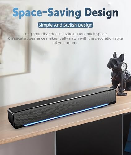 Yoidesu 3.5mm Soundbar,USB Wired SoundBar,Music Player with Bass Surround,Stereo USB Powered Mini Soundbar Speakers