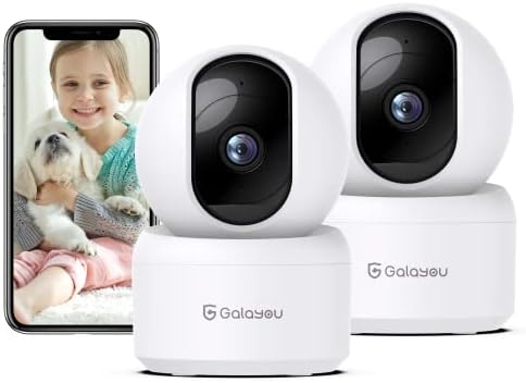 GALAYOU 2K, 360 2.4G 24/7 G2-2Pack Indoor Security Camera Pet Camera, Degree WiFi Home Security Camera