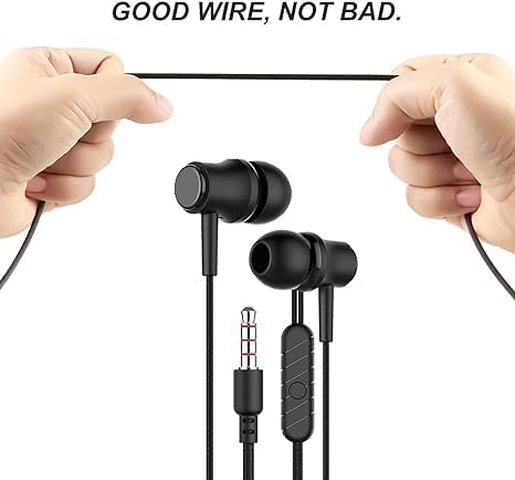 Mezqai 2 Packs- 3.5mm Wired Earbuds with Mic, in Ear Headphones, Wired Jack Headse, Noise Cancelling Headphones, Clear