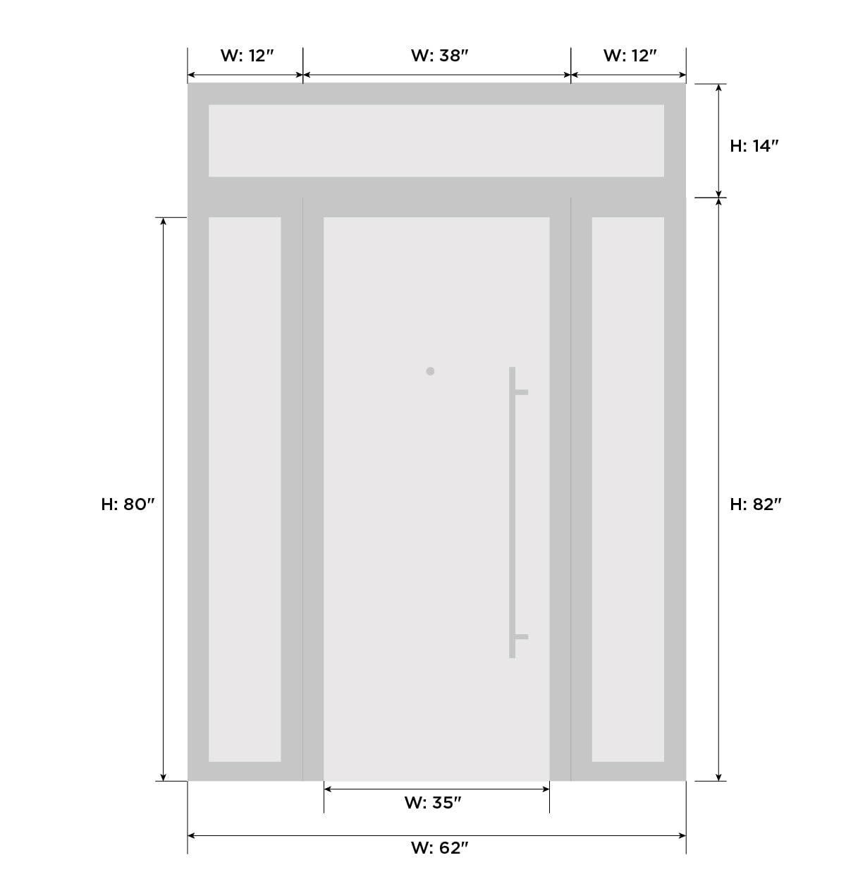 VDOMDOORS Front Exterior Prehung Metal-Plastic Door Frosted Glass | Manux 8112 Walnut | 2 Side, Top Sidelite Transom | Residential Doors Entrance Patio Garage 60 x 94 (W12+36+12 x H80+14) Left-Inswing