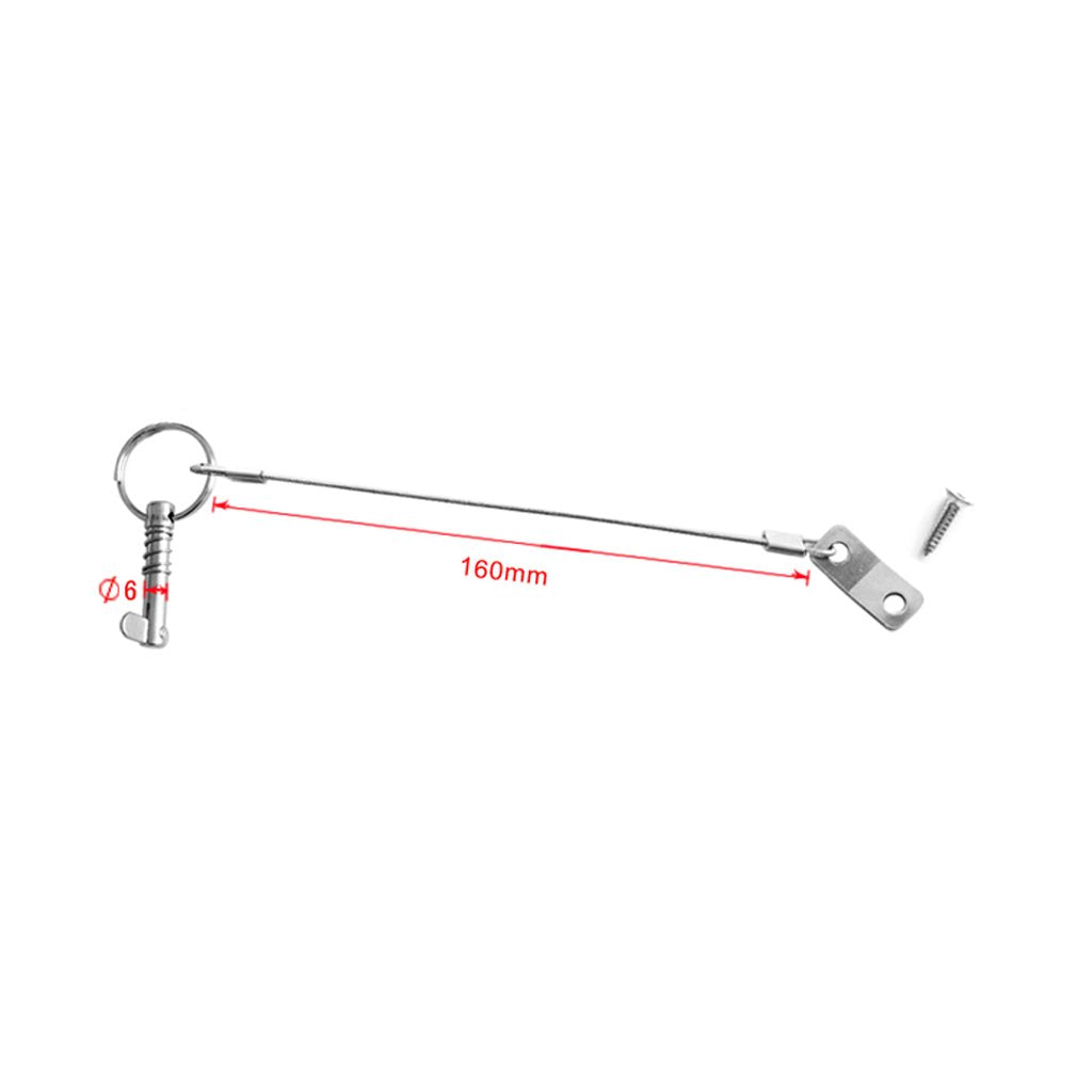 4 Pack Quick Release Pin 1/4" Diameter w/Drop Cam & Spring - Lanyard Prevents Loss, Full 316 Stainless Steel, Bimini Top Pin, Marine Hardware, Free Installation Screws