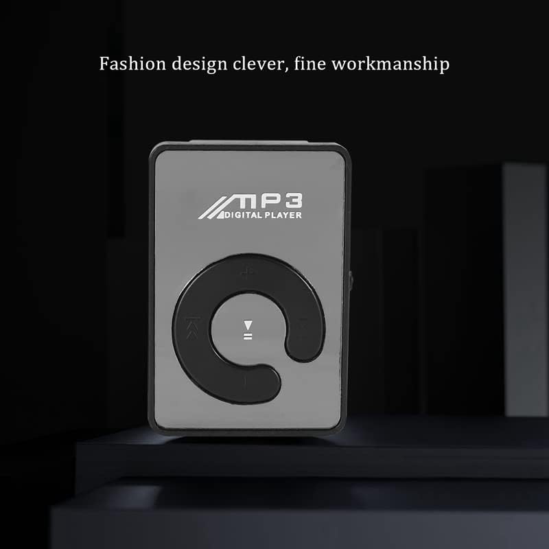 Ruitutedianzi Mp3 8GB Mini Mirror Clip USB Digital Music Player Support SD TF Card Black