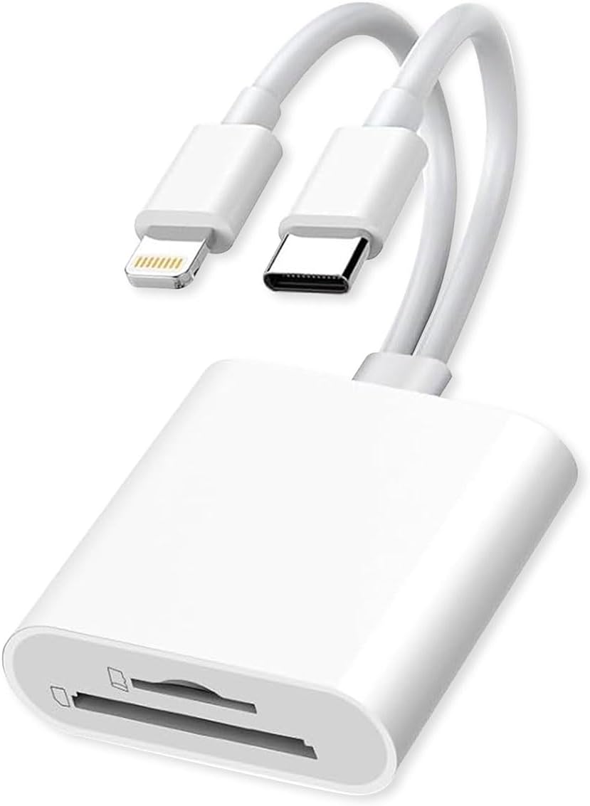DKQRCSL SD Card Reader USB C for iPhone, iPad, SD Card Adapter for Digital Camera, Dual Interface Memory Card Reader
