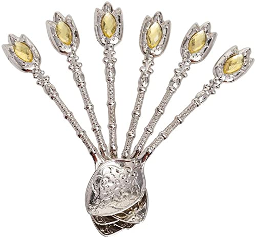 Alisveristime (SET OF 6 Handmade Turkish Tea Water Zamzam Serving Set Glasses Saucer (Silver)