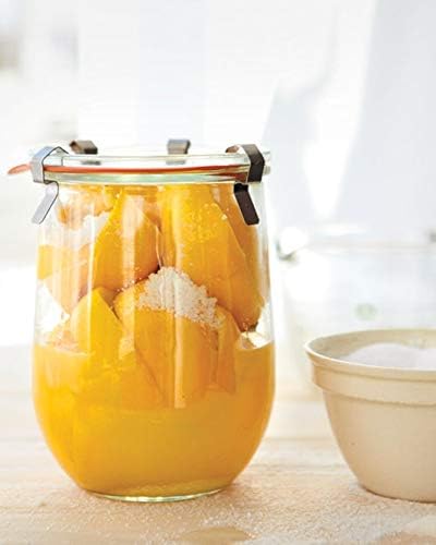 Weck Tulip Jars 1 Liter - Large Glass Sourdough Starter Jars with Wide Mouth & Fresh Covers | 2 Pack