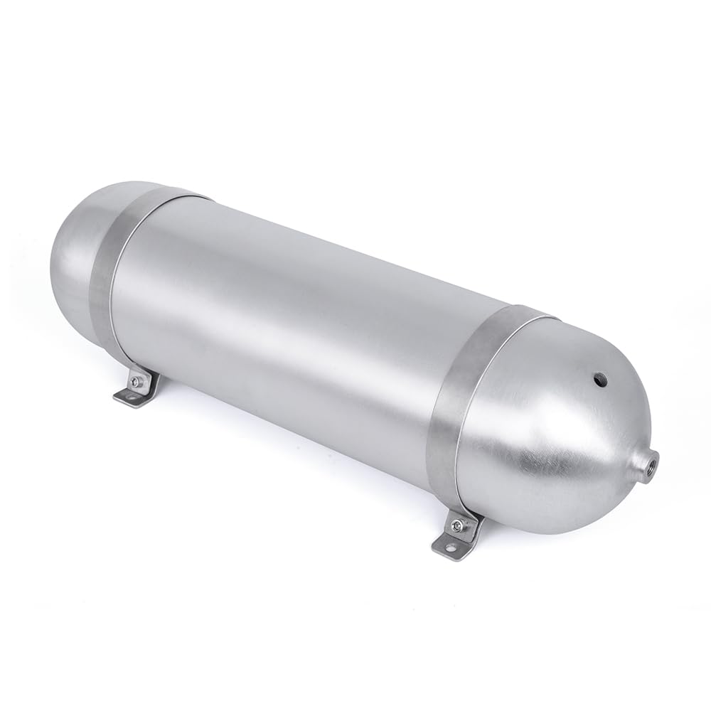 ZHSYMX Air 3.7 Gallon (14 Liter) 5 Ports Seamless Aluminum Air Tank for Air Ride Suspension Car Train Truck Horn Silver