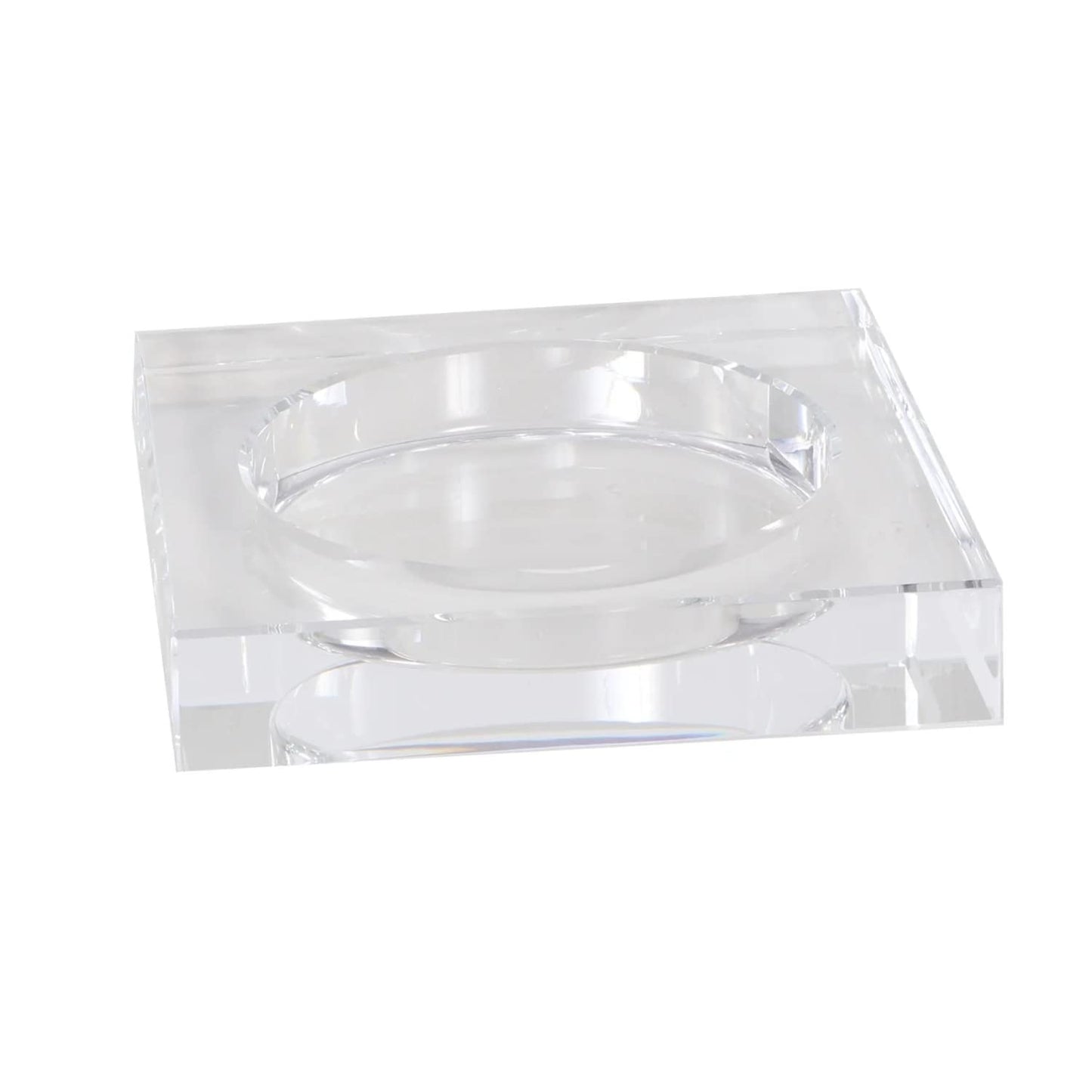 Crystal Candle Dish — by Alice Lane Home Collection — Size Large — Smooth, Round Cutout is the Perfect Size for Your Favorite Candle or Diffuser — Clear K9 Crystal Design