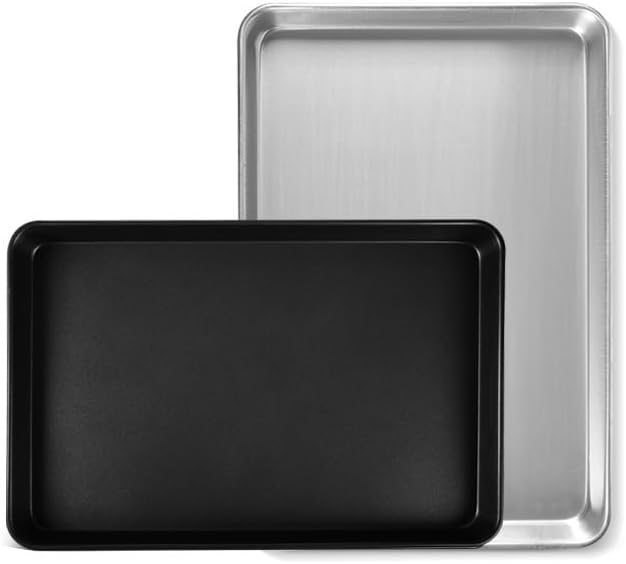 Skiennix Aluminum Alloy Baking Sheet Pan Set - 18" x 13" | Durable Cookie & Roasting Pans (2-Pack)