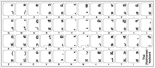 4Keyboard Thai Keyboard Stickers with Black Lettering ON Transparent Background