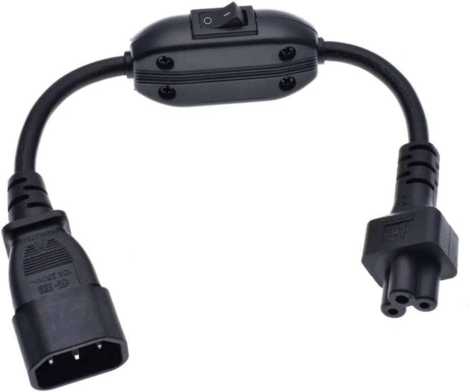 TEWOXIN 0.6M C14 C5 (10A 250V) (0.6M C14 C5 IEC to Power Cord with On/Off Switch for Laptop Power Supply, Projector