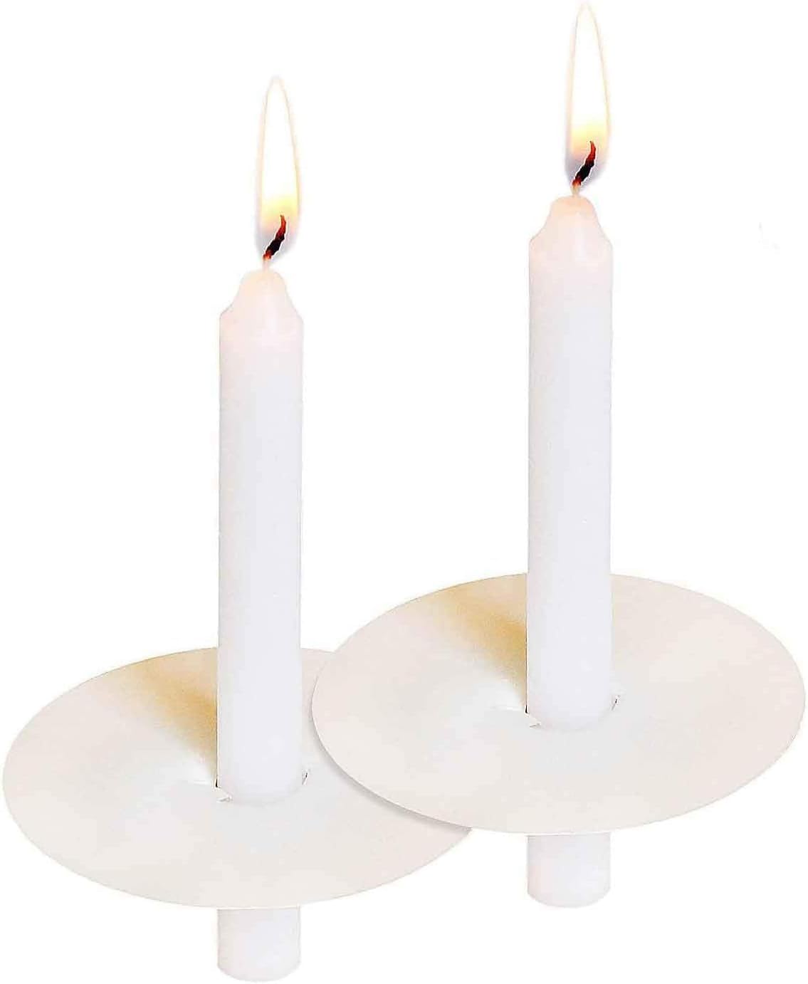 Skiennix Unscented White Church Candles - 150 Packs with Drip Protectors for Vigil Services