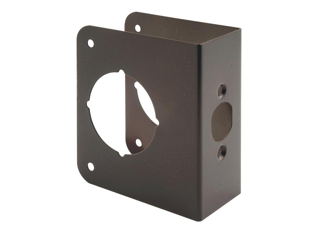 Prime-Line U 10745 Brass Lock and Door Reinforcement Plate for 1-3/4 In. Thick Doors, Bronze Finish (Single Pack)