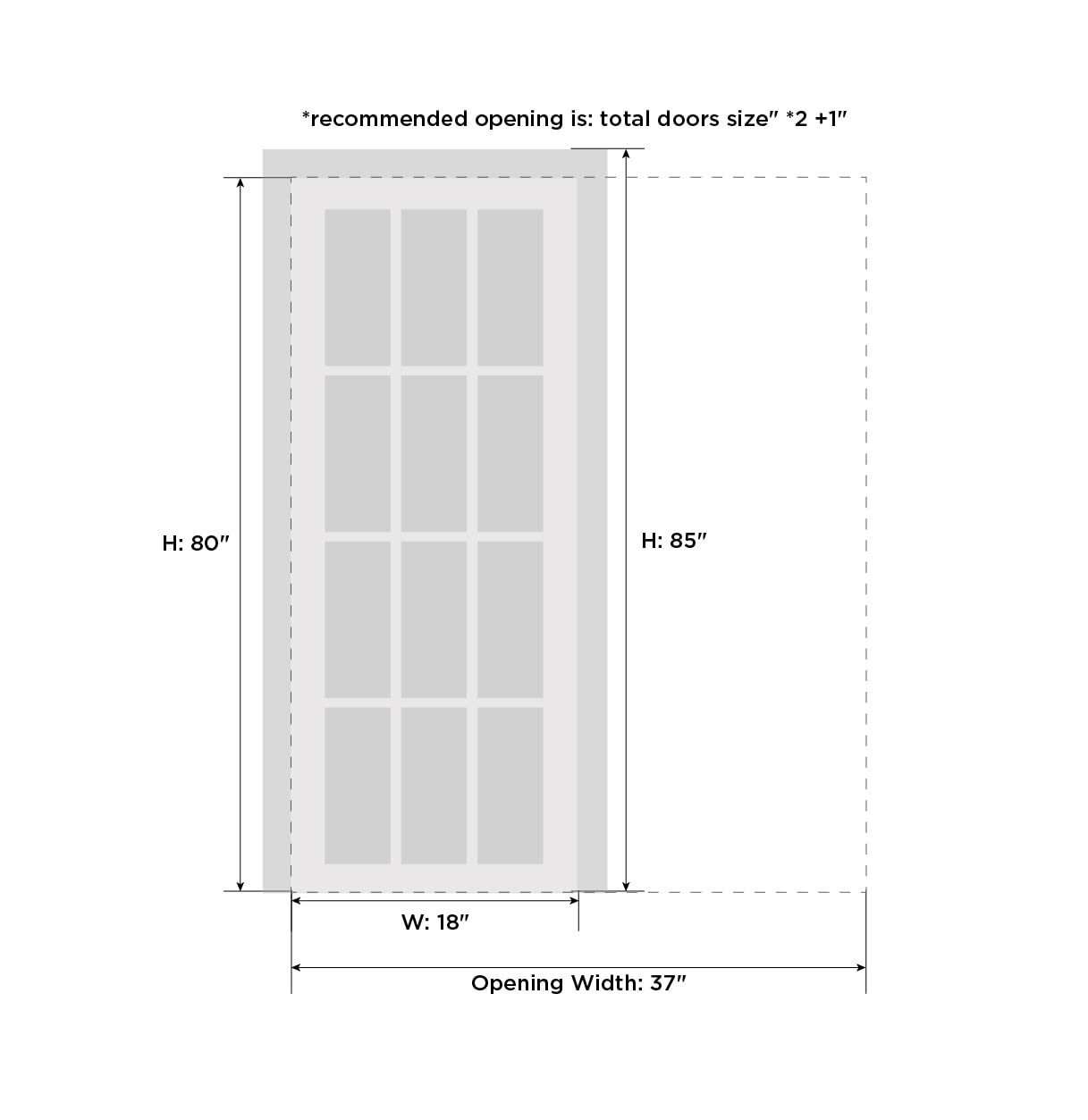 SARTODOORS Quadro 4117 | Interior French Single Pocket Door with Frosted Glass, MDF, 18x80, White, Modern Style | Hardware Included