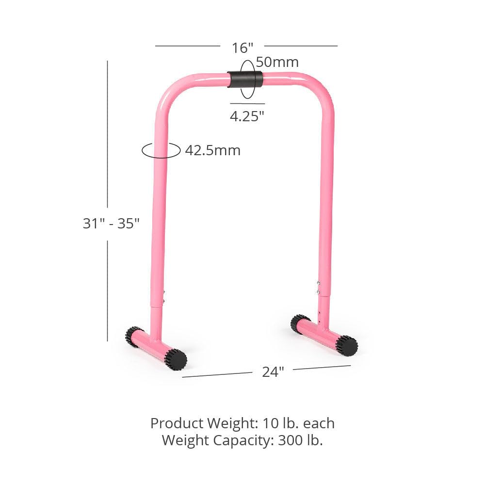 Titan Fitness Pink Dip Stand Station, Adjustable Height Upper Body Stabilizer Parallettes, Rated 300 LB for Tricep Dips, Pull-Ups, Push-Ups, L-Sits