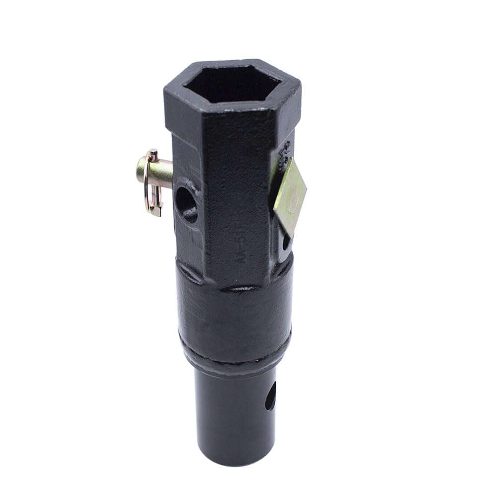 Auger Adapter 2 inch Female Hex to 2-9/16 inch Male Round Auger Shaft Bit Adapter Conversion Bolt Pin Auger Attachments