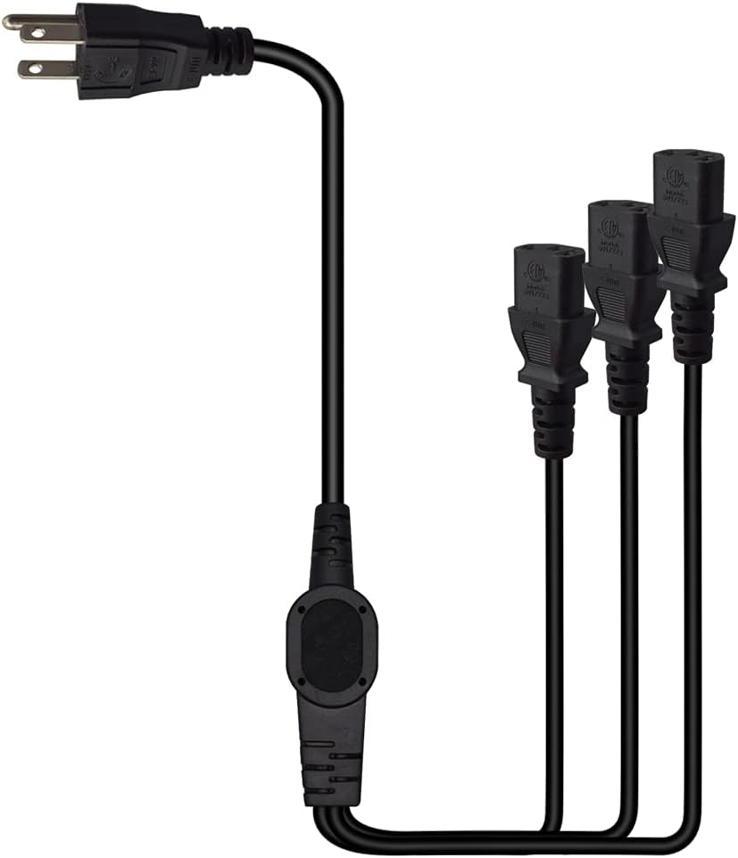 Toptekits 5-15P 3X C13 C13 3 (6ft/2m, 5-15P 3XC13) Computer Power Splitter Cord, NEMA to - Y-Cable, Power Cord Y