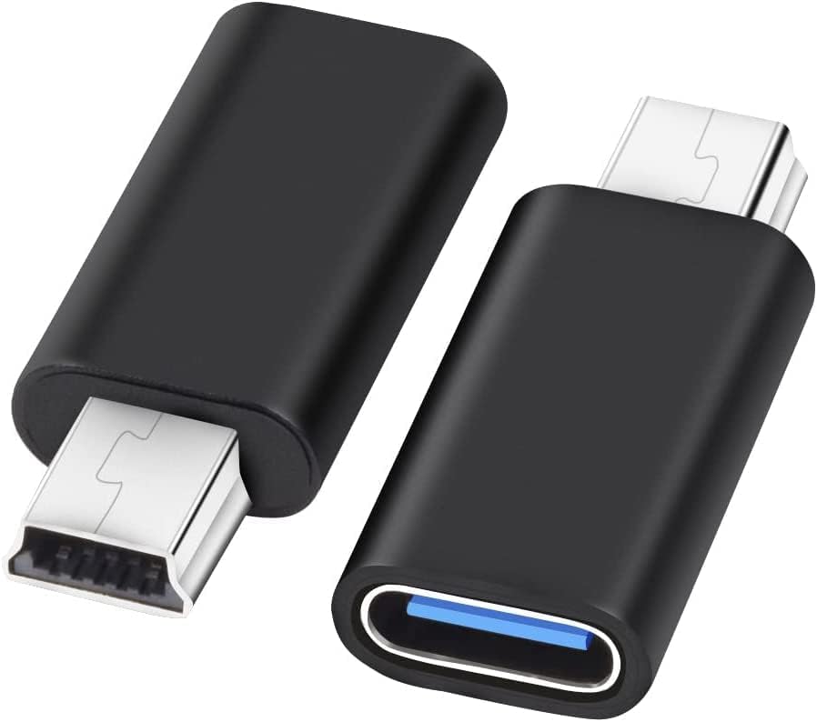 leizhan 2 Pack, 2.0 MP3 USB C to Mini USB Adapter, USB-C Female to Mini USB Male Adapter, Compatible