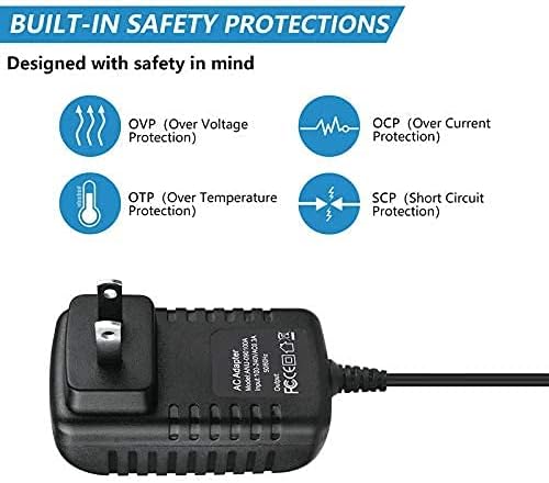 BestCH 4FT SDVD7040 7" Cable AC Power Adapter Charger for Sylvania Portable DVD/Media Player PSU