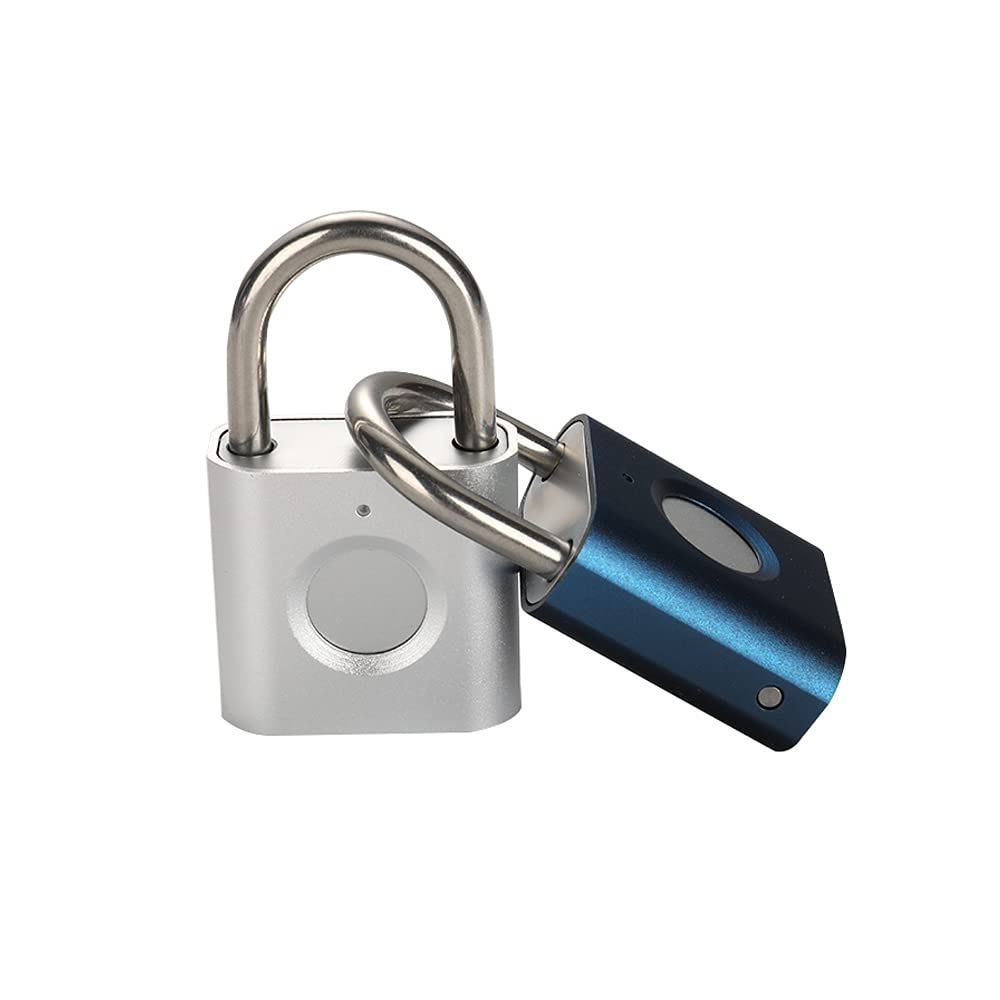 Smart Padlock Gym Lock: 2-Pack Black & Silver - Mini Fingerprint Padlock eLinkSmart Locker Lock with Colourful Metal Keyless 20 Fingerprints fits Luggage School Bag Toolbox Gym Locker