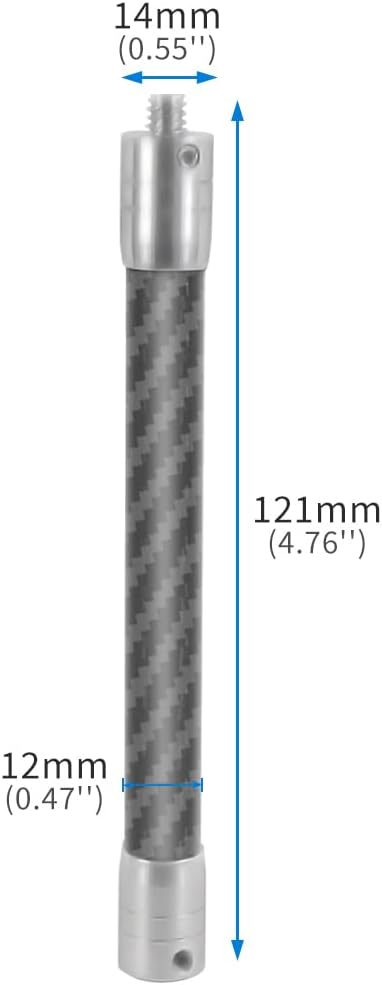 FEICHAO 1/4" (1/4" Screw,121mm) Screw/Thread Extension Arm Pole Mount Carbon Fiber Selfie Stick Rod Handheld Pole
