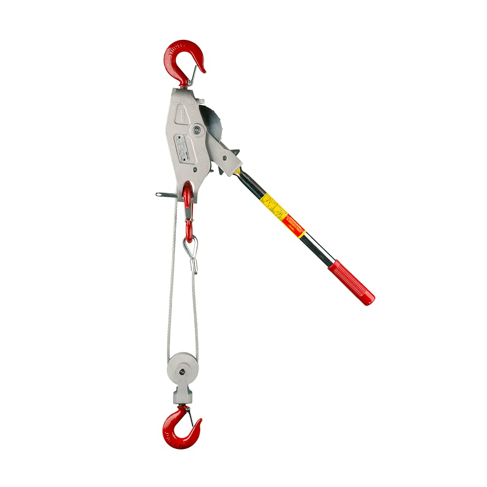 Lug-All 3000-10 Industrial-Grade Cable Come Along Ratchet Winch Hoist Featuring Double or Single Line Lift Capabilities With 1 1/2 Ton Capacity