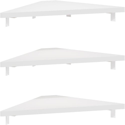 Furinno Rossi Triangle Floating Shelves - Set of 3 Geometric Wall-Mounted Shelves | White for Bathroom & Living Room