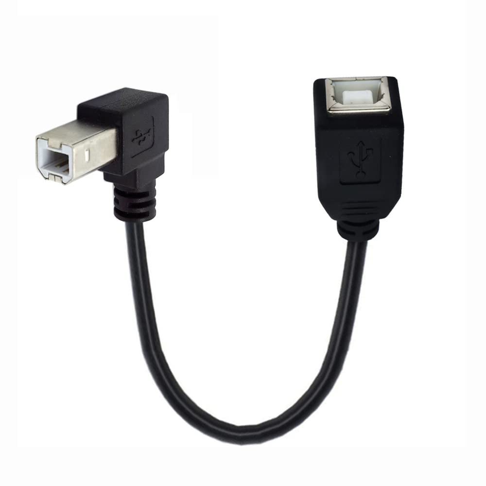 2.0 90 20cm cablecc Type B Male to Female USB Extension Cable Degree Down Angled for Printer Scanner Disk