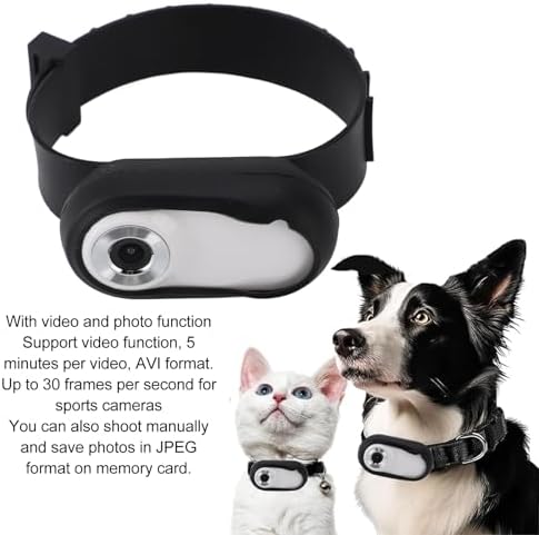 Sanpyl 1080P, 0.96 inch 5 Pet Collar Camera HD LCD Display, Minutes Video, for Cats Dogs, ABS Material