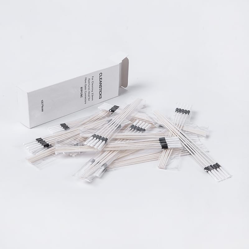100pcs 2.5mm 2.5mm Fiber Cleaner Sticks for Cleaning apertures Ideal for ST/FC/SC Fiber Optic Connector, Adaptor