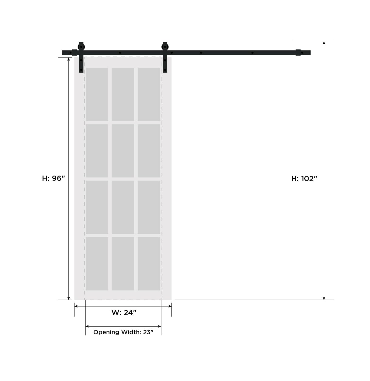 SARTODOORS Planum 2102 | Interior Single Sliding barn Door with Frosted Glass, Solid Wood, 24x96, Black, Modern Style | Hardware Included