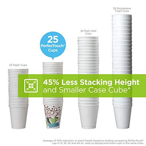 Dixie PerfecTouch 20 oz Paper Coffee Cups by GP PRO, Coffee Haze Design, 500 Count (25 Disposable Cups Per Sleeve, 20 Sleeves Per Case), 5320CD