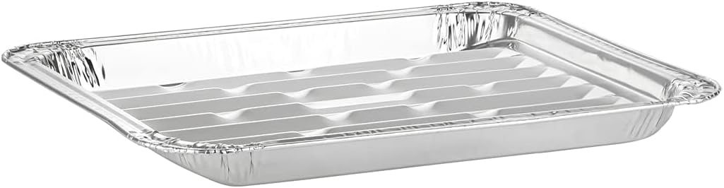 Party Bargains Aluminum Broiler Pans - Heavy-Duty 12 Pack for BBQ & Catering | Ribbed Bottom for Even Heat