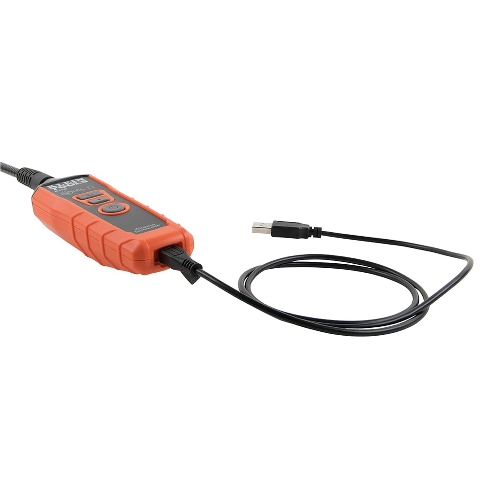 Klein Tools ET20 Wi-Fi Borescope, 9 mm 6-Foot Armored Waterproof Gooseneck Snake, LED Lights, Rechargeable Battery, Endoscope Inspection Camera