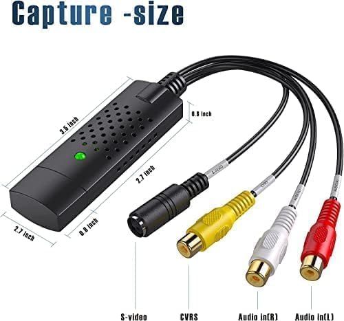 VIXLW Hi8 Capture Card, USB Video Capture Card Device, Audio Video Converter Grabber for RCA to USB-Convert VHS Mini DV