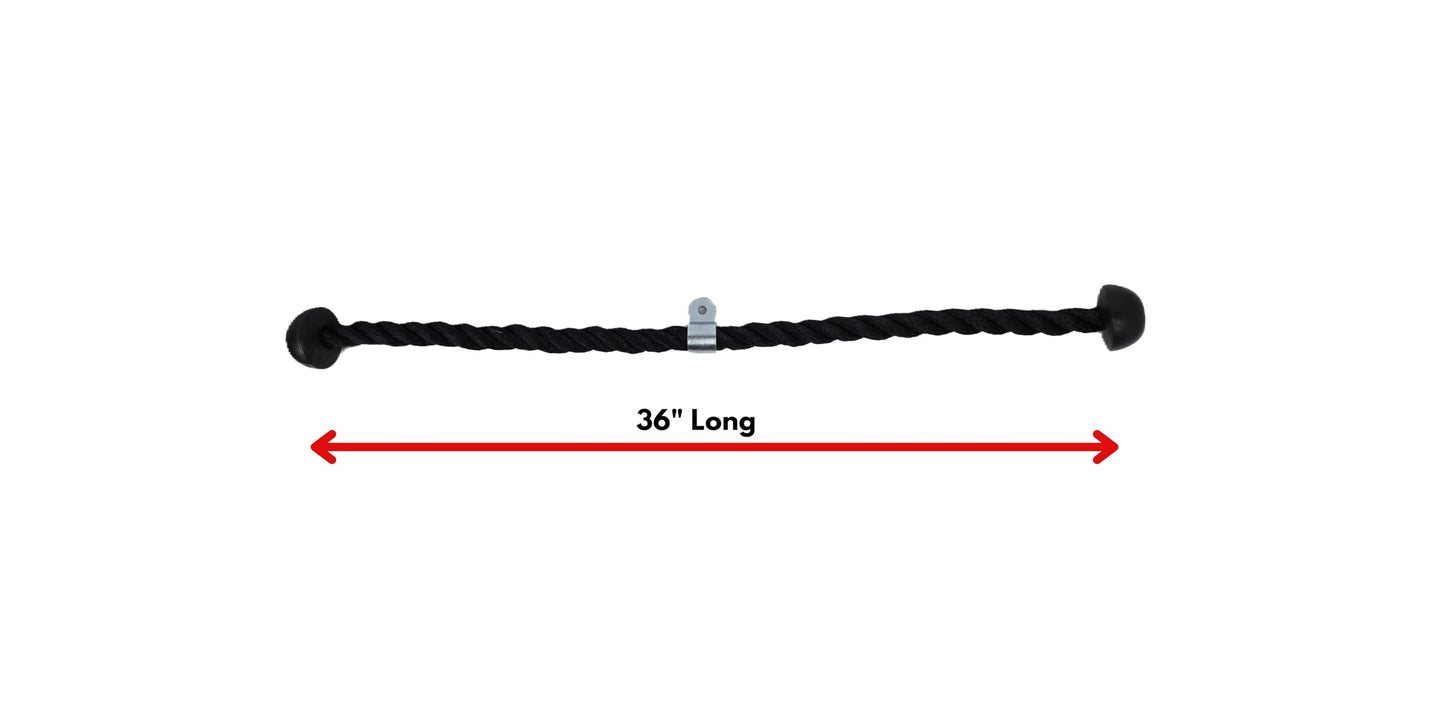 Grizzly Fitness Premium Nylon Tricep Rope Cable Attachment | Heavy-Duty Dual Ball Grip For Cable Machines | Solid Woven & Steel | For Ticeps, Face Pulls & Pulldowns | Black, Large 36"