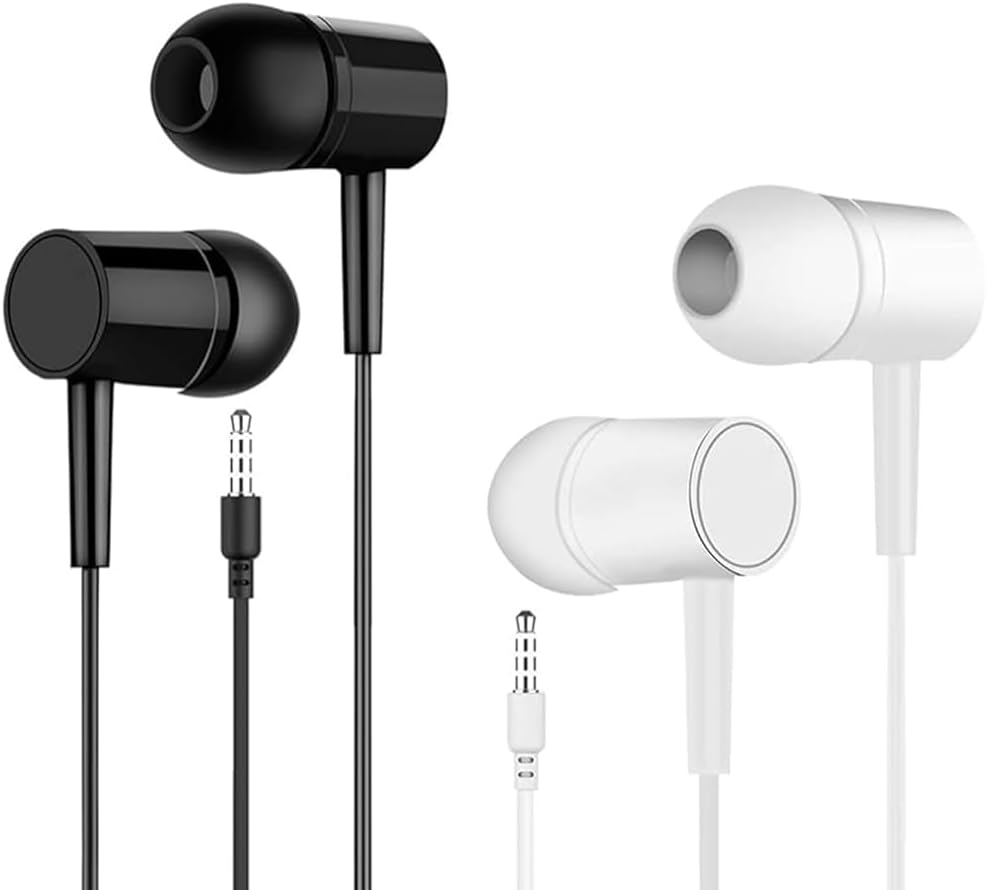 Generic 2 Packs 3.5mm Wired Earbuds with Microphone & Volume Control, Noise Isolating in-Ear Headphones, Universal
