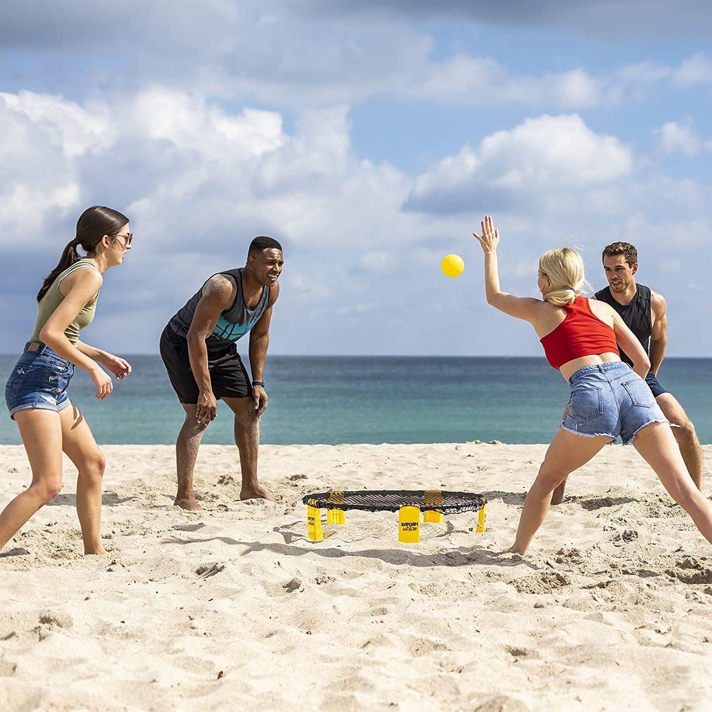 Kan Jam & Strike Jam Combo Outdoor Game Set – Flying Disc Toss & Roundnet Spike Ball Backyard Game – Portable Beach & Lawn Party Game with Carry Bag