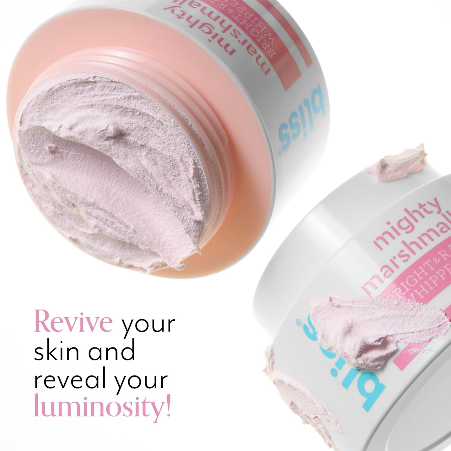 Bliss Mighty Marshmallow + Vitamin C Whipped Face Mask for Brightening & Hydrating Skin, Marshmallow Root Extract, Vegan Cruelty-Free Facial Treatment, 1.7 Oz