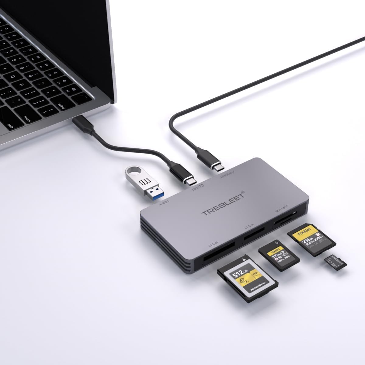 TREBLEET 6-in-1 3.2 2 (10Gbps) Professional Multi-Card Reader for CFexpress Type A & Type B, SDXC UHS-II, MicroSD USB